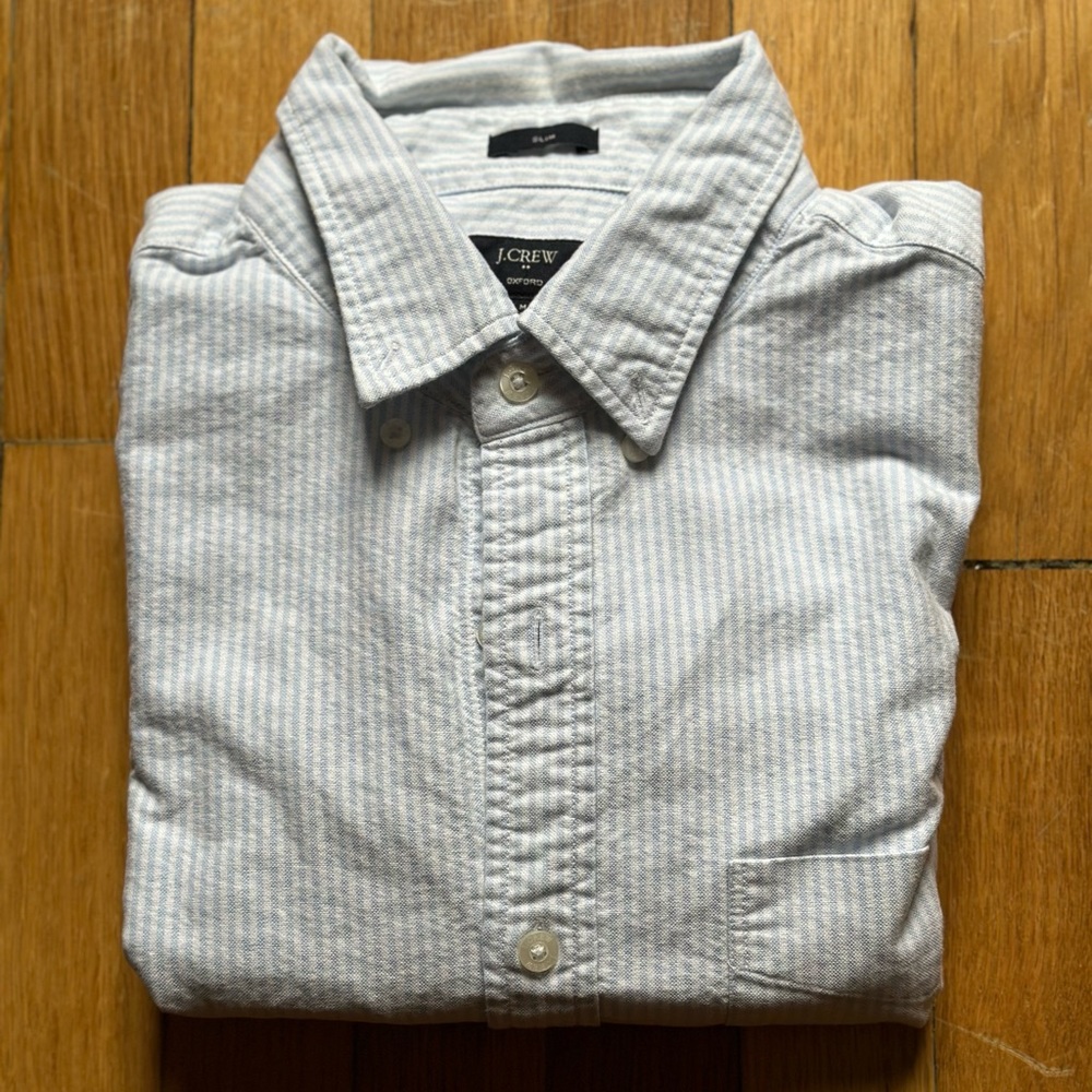 J. Crew Factory Blue Striped Oxford Shirt